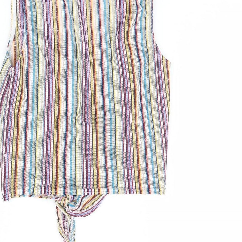 Missguided Womens Multicoloured Striped Cropped Tank Size 8