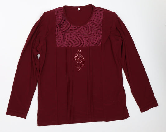 Preworn Womens Red Basic Blouse Size L