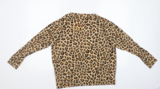 H&M Womens Brown Animal Print Pullover Sweatshirt Size M