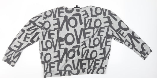 Topshop Womens Grey Henley Sweatshirt Size 10