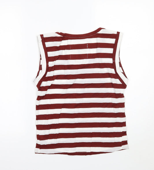 Select Womens Brown Striped Basic T-Shirt Size 12