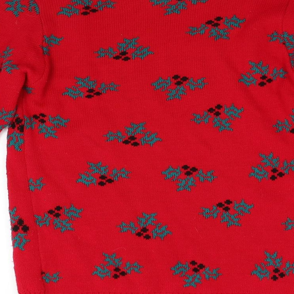 Remel Womens Red Knit Pullover Jumper Size S - Christmas