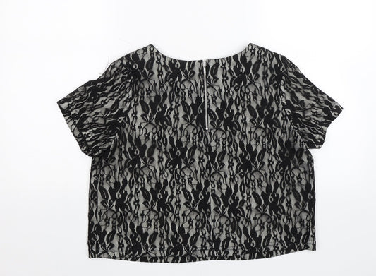 Myleene Klass Womens Black Floral Basic Blouse Size 14