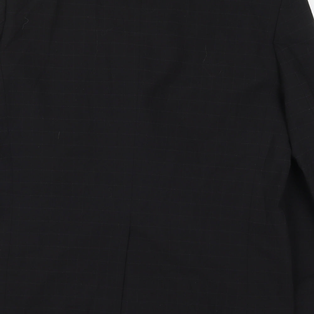Preworn Mens Black Check Jacket Suit Jacket Size 40