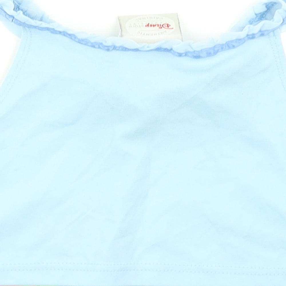 Brand and care label for Disney girls’ blue cropped tank, size 2-3, years - disney cinderella