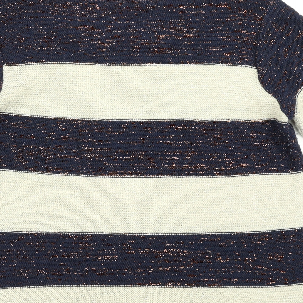 M&Co Womens Beige Striped Knit Pullover Jumper Size M