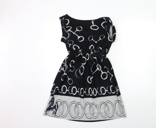 Luxestar Womens Black Geometric Jumper Dress Size M