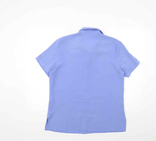 EWM Womens Blue Basic Button-Up Size 12