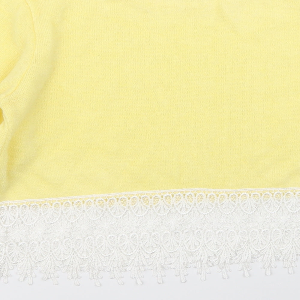 Missguided Womens Yellow Geometric Pullover Jumper Size M