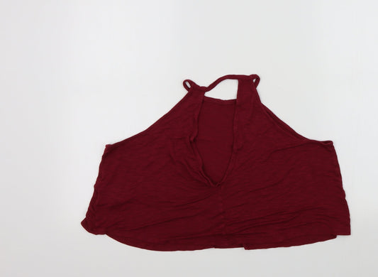 H&M Womens Red Colourblock Basic T-Shirt Size M