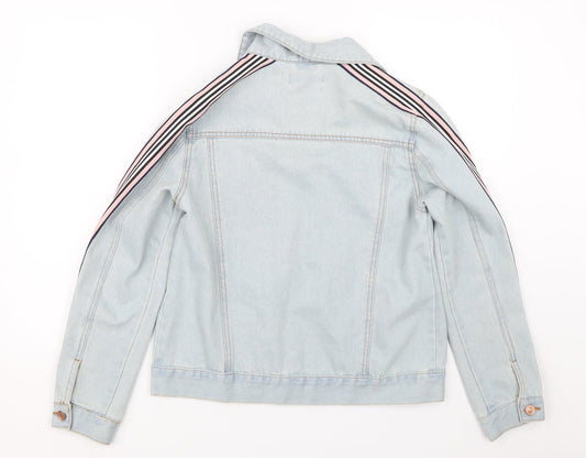 Studio Denim Womens Blue Striped Denim Jacket Size 8