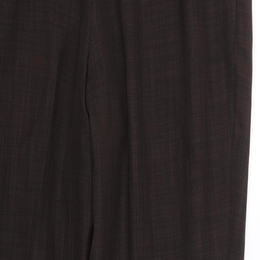 M&S Womens Brown Check Trousers Size 12 L24 in