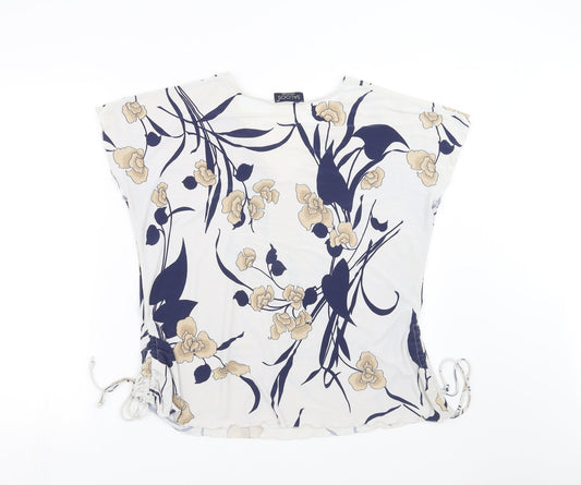 Saloos Womens White Floral Basic Blouse Size L