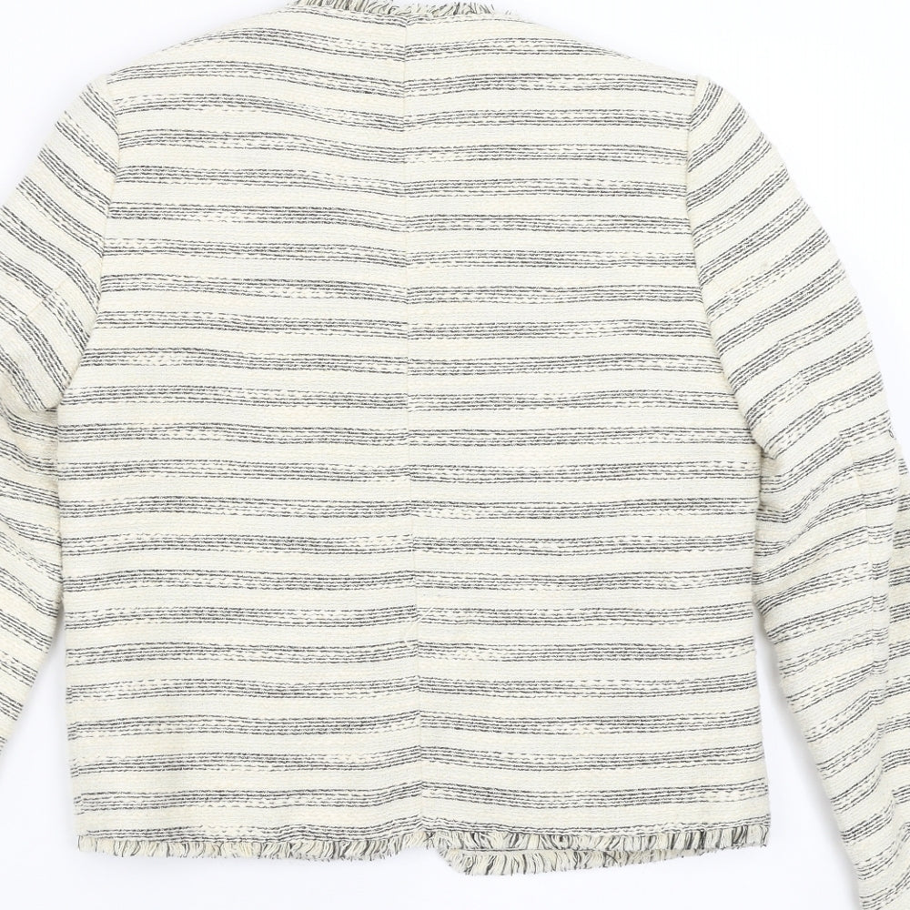 Papaya Womens Ivory Striped Jacket Size 8