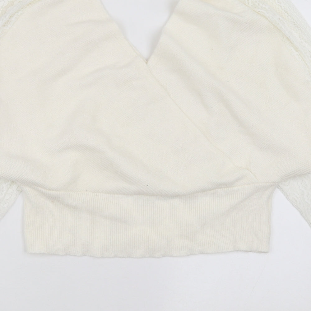SheIn Womens Ivory Knit Pullover Jumper Size 2XL - Lace sleeves