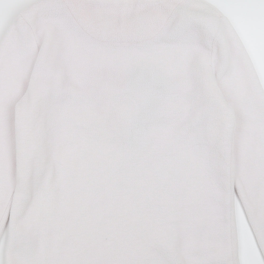 Warm & Cosy Womens White Solid Top Pyjama Top Size S - candy canes