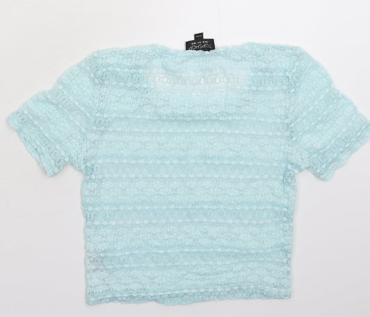 Topshop Womens Blue Knit Basic T-Shirt Size 10