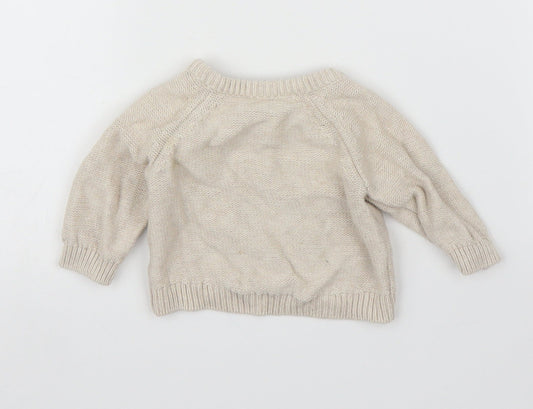 Nutmeg Girls Beige Floral Pullover Jumper Size 0-3 Months