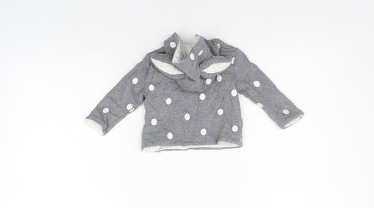 Mother care Girls Grey Polka Dot Pullover Jumper Size 0-3 Months