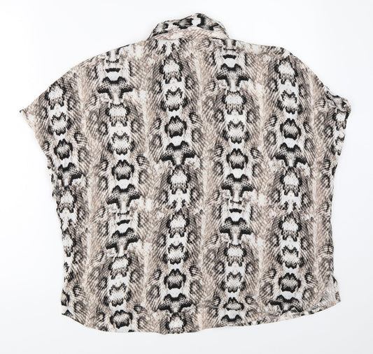 H&M Womens Grey Animal Print Basic Button-Up Size 38