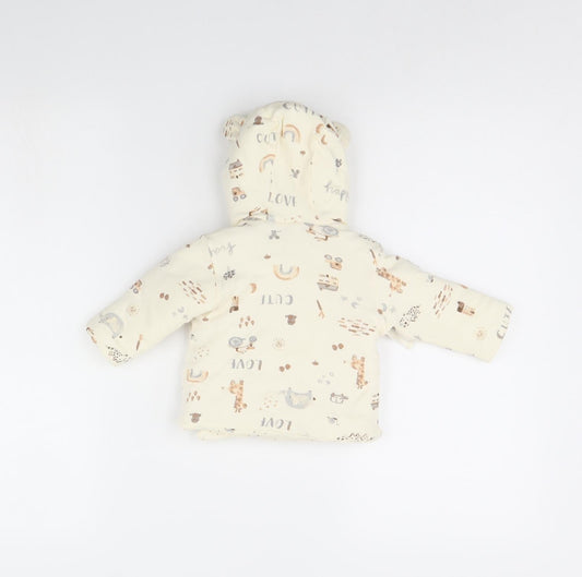 George Girls Ivory Animal Print Jacket Size 3-6 Months - Animal