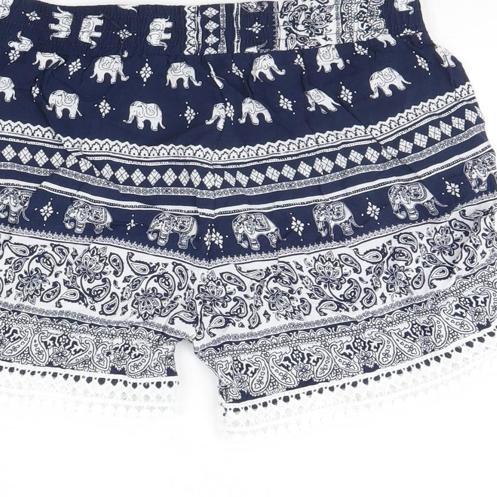 Preworn Womens Blue Animal Print Culotte Shorts Size M