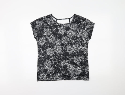 Athletic Works Womens Black Floral Basic Casual Size S