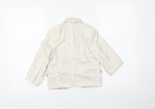 les voiliers Womens White Striped Jacket Blazer Size 4