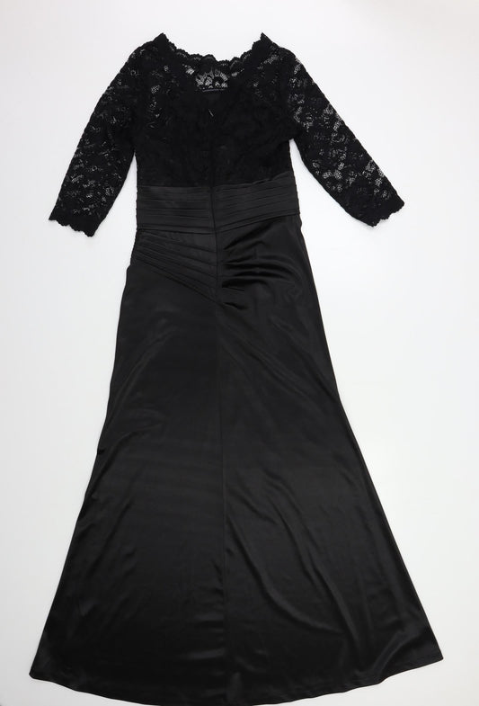Miusol Womens Black Floral A-Line Size S