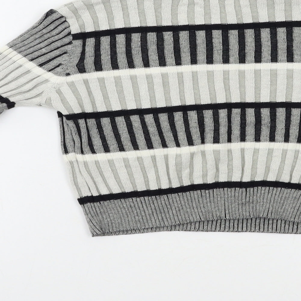 Select Womens Grey Striped Pullover Jumper Size S