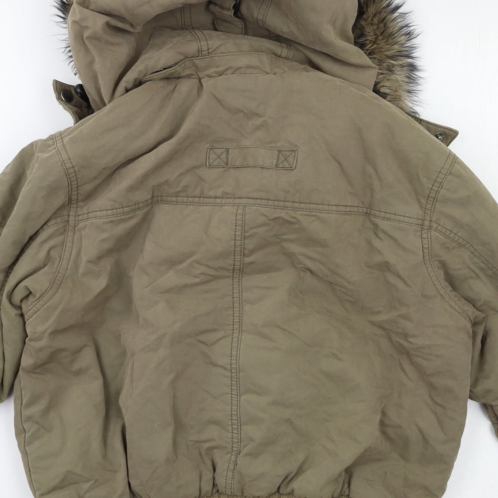 Brand and care label for Preworn girls’ beige jacket, size 9-10, years
