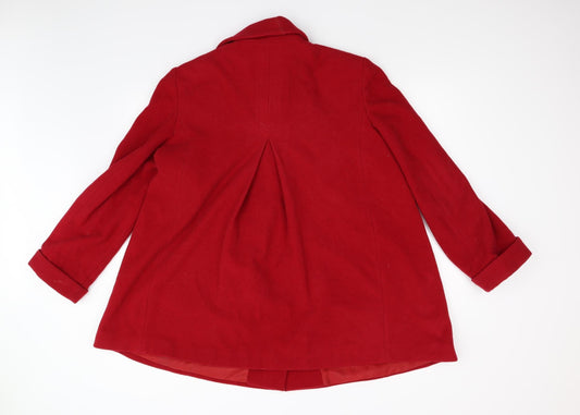 Kirsten Womens Red Overcoat Coat Size 16