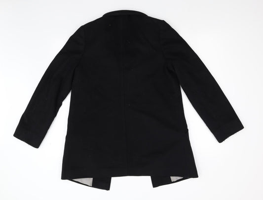 M&S Womens Black Overcoat Coat Size 8