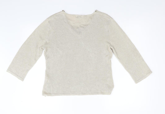 Lakeland Womens Beige  Knit Pullover Jumper Size 14
