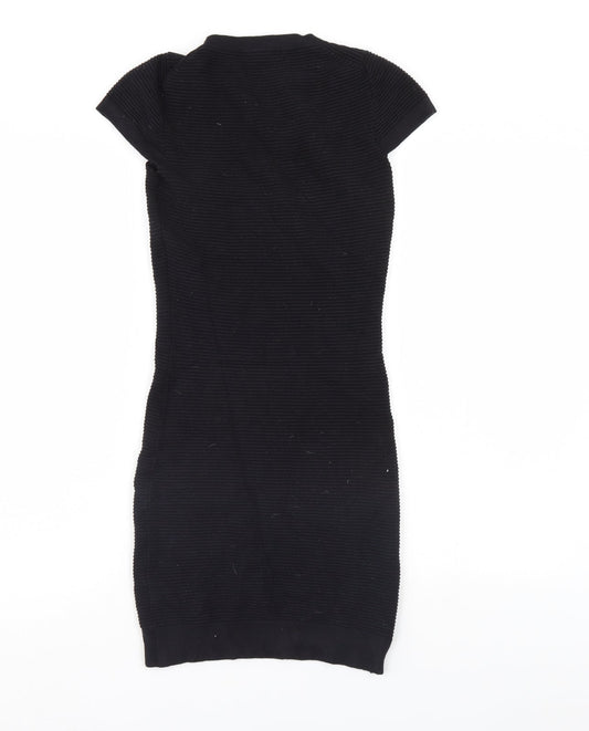 French Connection Womens Black Striped Mini Size 8