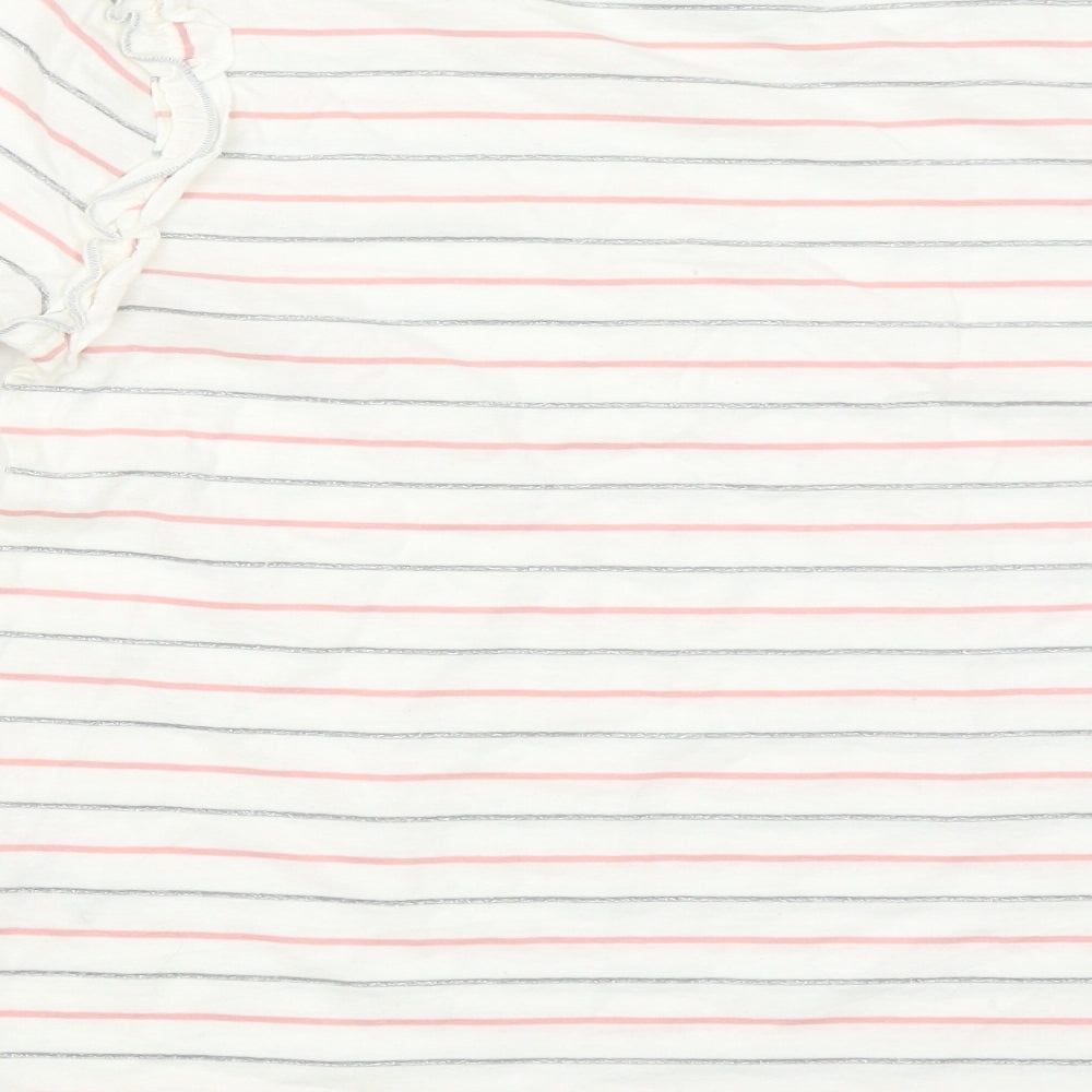 Brand and care label for I Love Girlswear girls’ white striped basic t-shirt, size 10, years