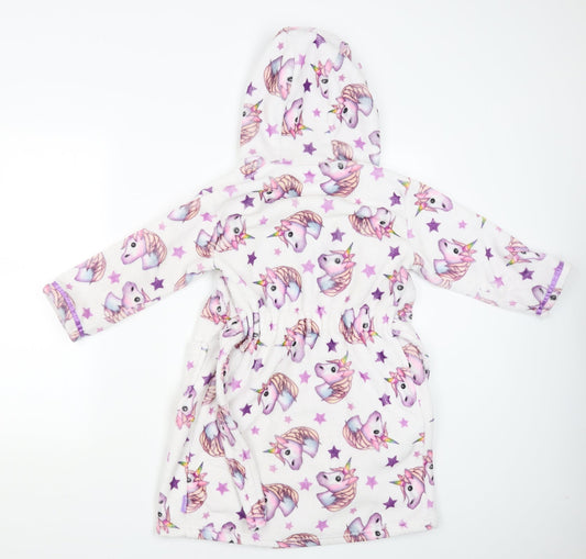Emoji Girls White Solid Cami Gown Size 5-6 Years - UNICORN