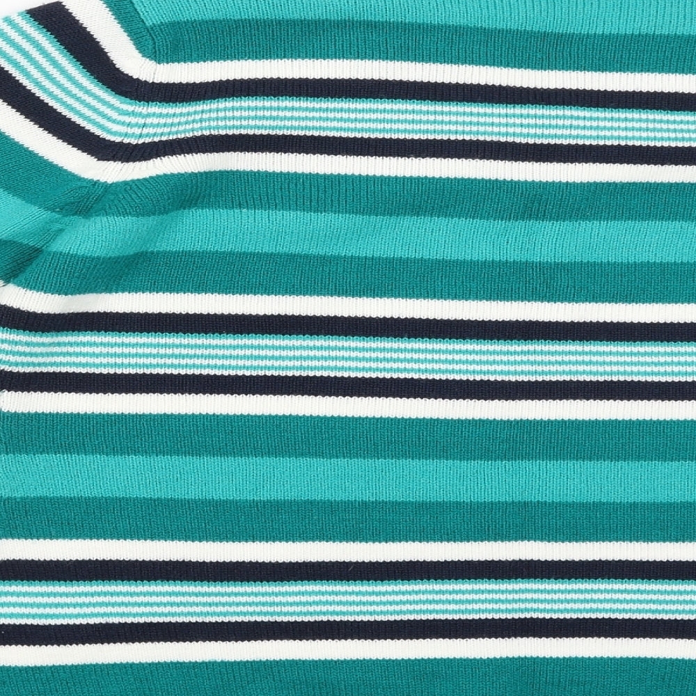 ISLE Essentials Womens Green Striped Pullover Jumper Size S