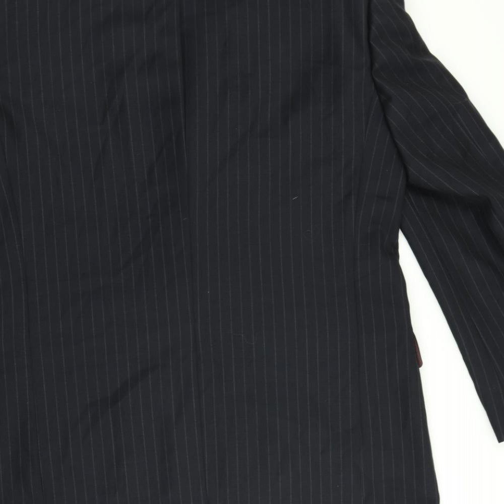 M&S Mens Black Striped Jacket Suit Jacket