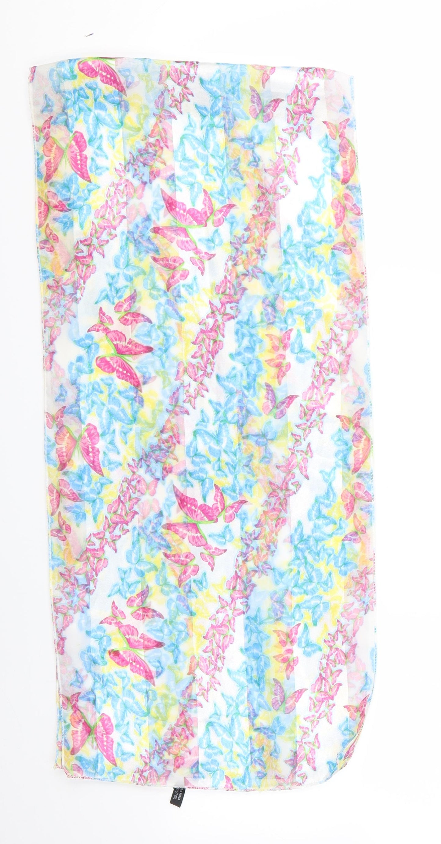 Womens Multicoloured Animal Print Satin Scarf - Butterfly Print Scraf