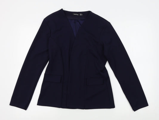 Boohoo Womens Blue Jacket Blazer Size 14
