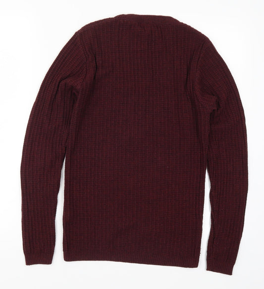 River Island Mens Red Knit Pullover Jumper Size S