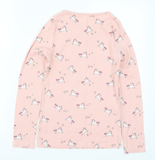NEXT Girls Pink Solid Top Pyjama Top Size 12 Years - Unicorns
