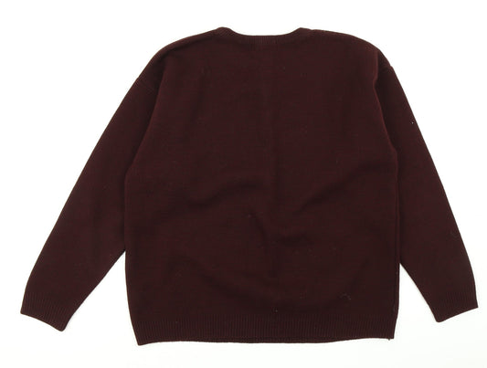 MC Casuals Mens Purple Knit Pullover Sweatshirt Size M