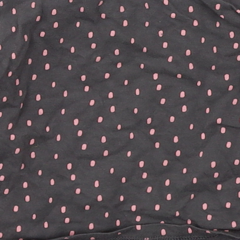 Brand and care label for F&F girls’ grey polka dot jersey basic t-shirt, size 9-12, months