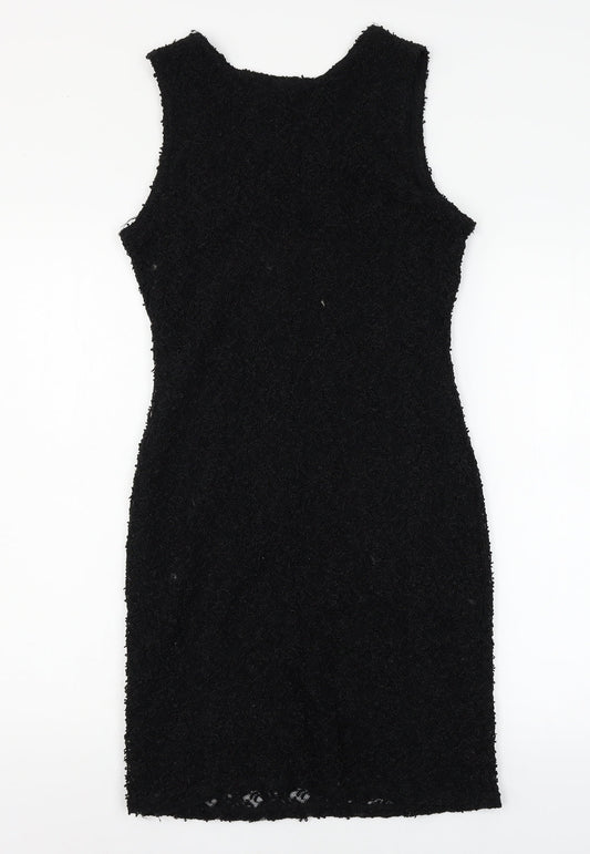 Preworn Womens Black Lace Tank Dress Size 14