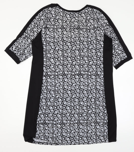 Mlle Gabrielle Womens Black Geometric Jersey A-Line Size XL