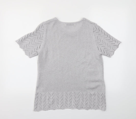 EWM Womens Silver Basic T-Shirt Size M