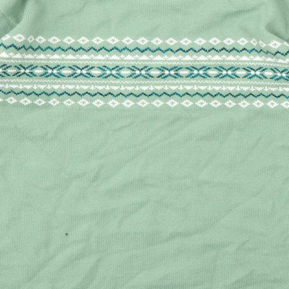 Monique Womens Green Argyle/Diamond Pullover Jumper Size M