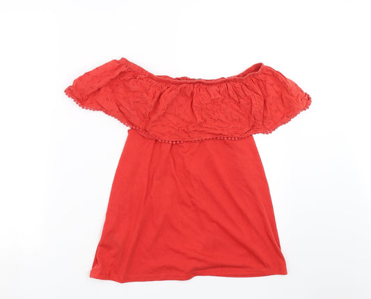 Pep&co Womens Red Basic T-Shirt Size 10